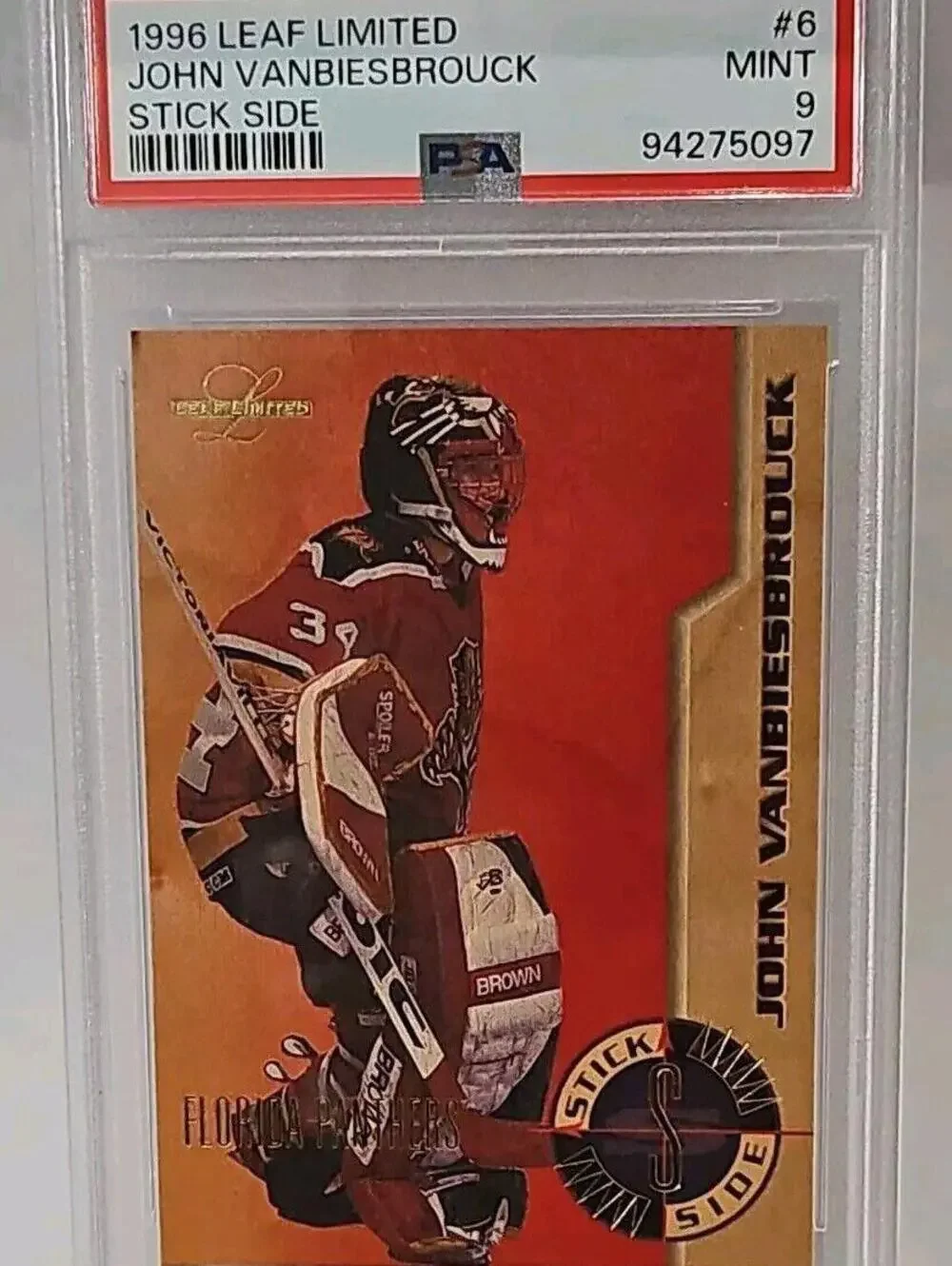 1996 Leaf Limited John Vanbiesbrouck Stick Side Psa 10 #1301/2500 Pop 2